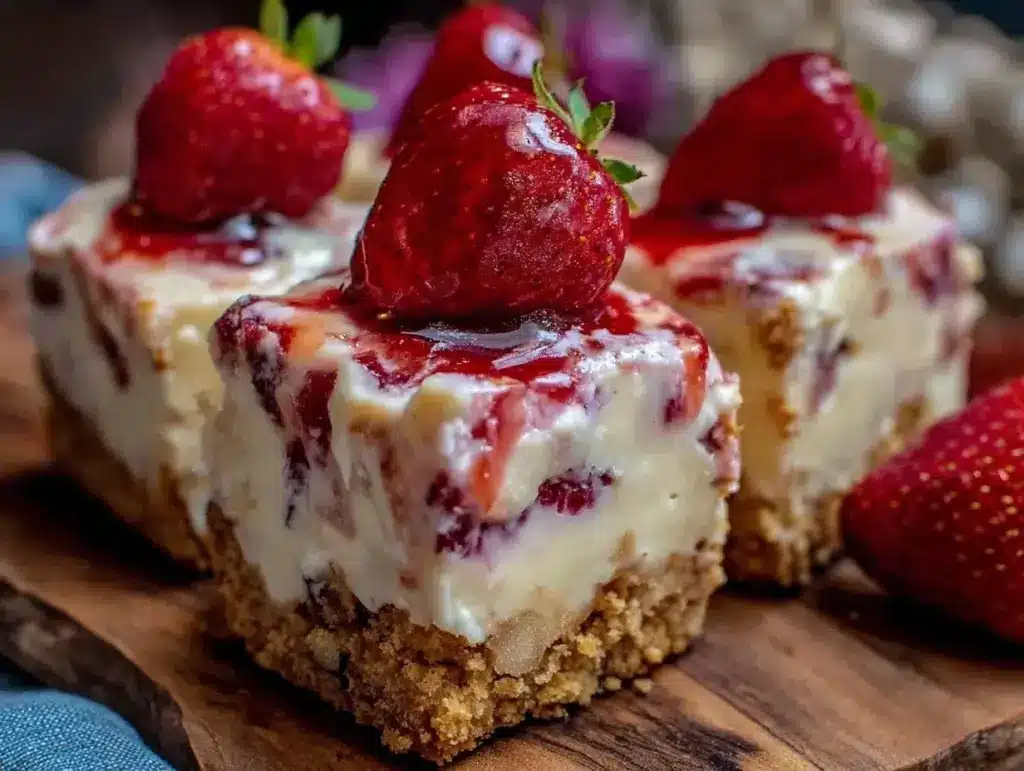 creamy no-churn strawberry shortcake ice cream bars - featured image