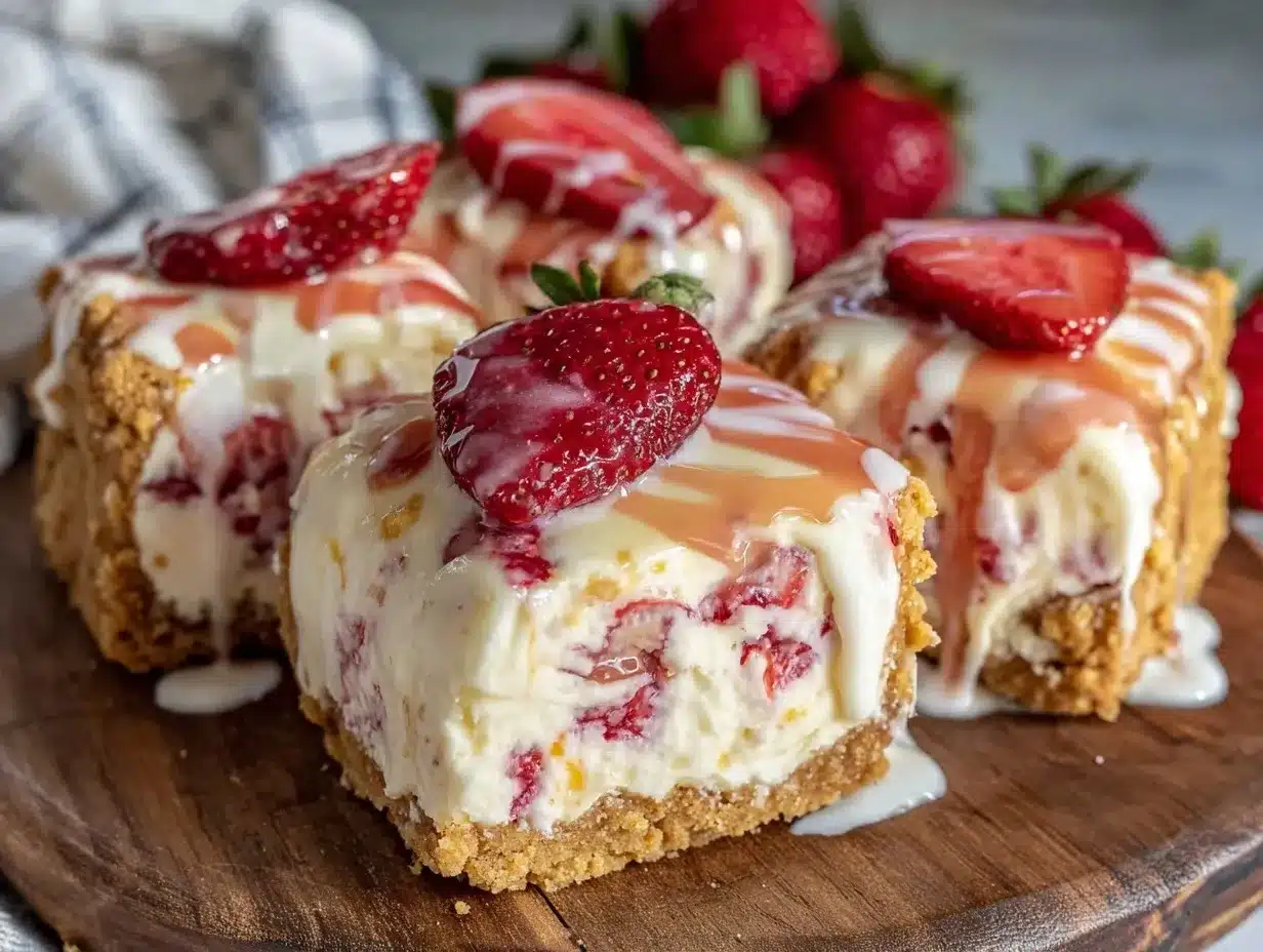 creamy no-churn strawberry shortcake ice cream bars preparation steps