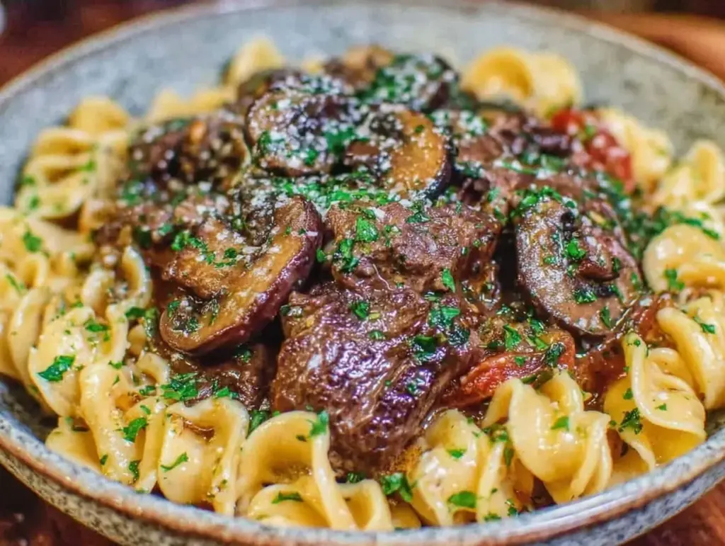 creamy one-pot beef stroganoff - featured image