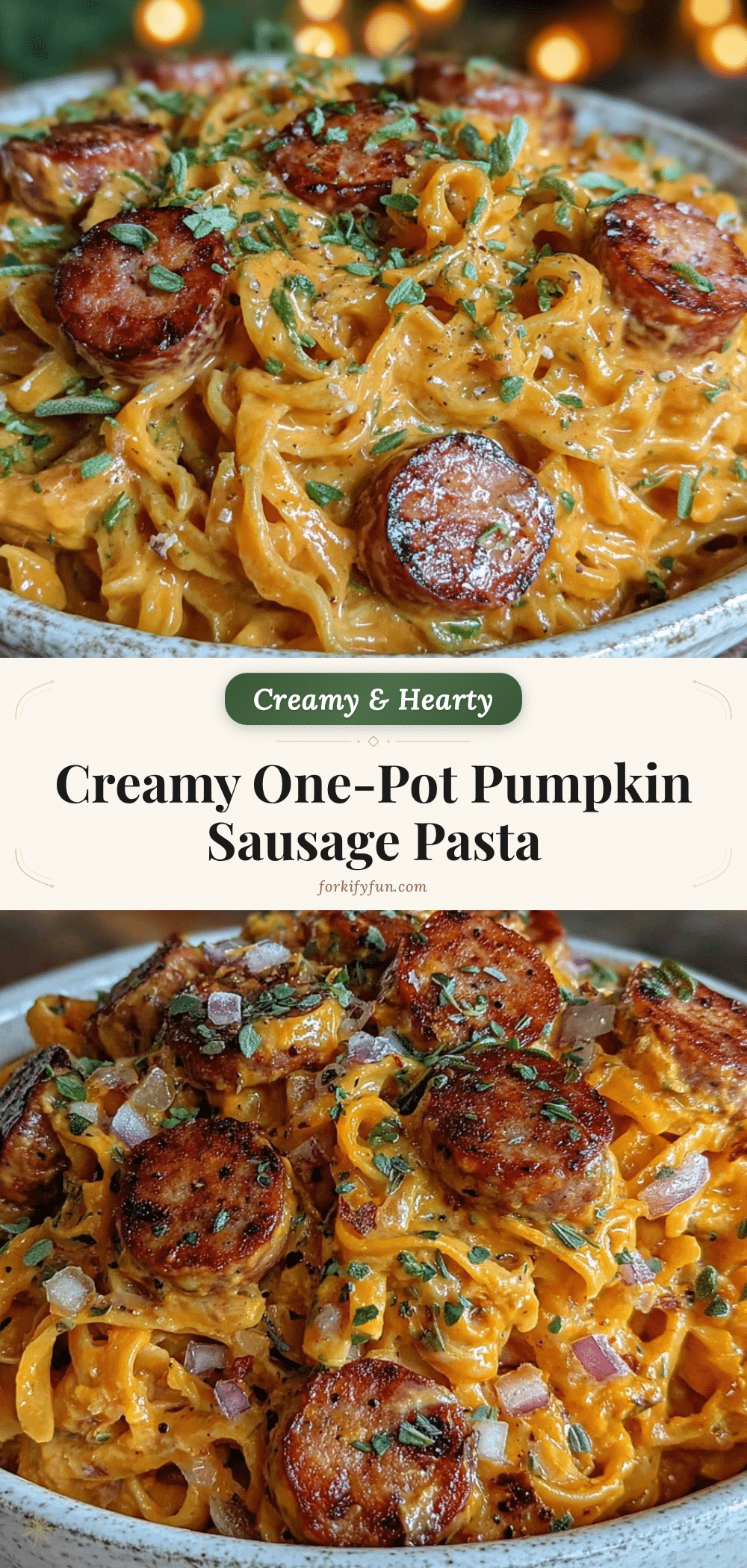 creamy one-pot pumpkin pasta with sausage recipe