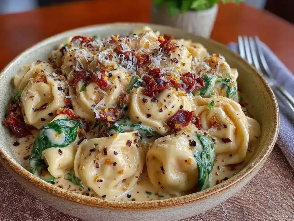 creamy one-pot tuscan tortellini - featured image