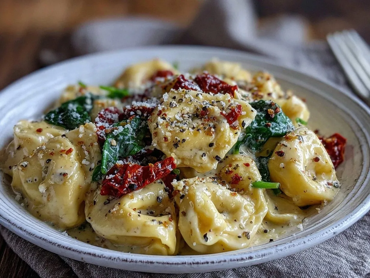creamy one-pot tuscan tortellini preparation steps