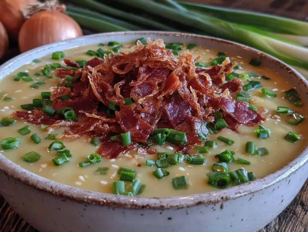 creamy potato leek soup - featured image