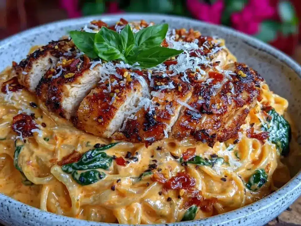 creamy tuscan chicken pasta - featured image