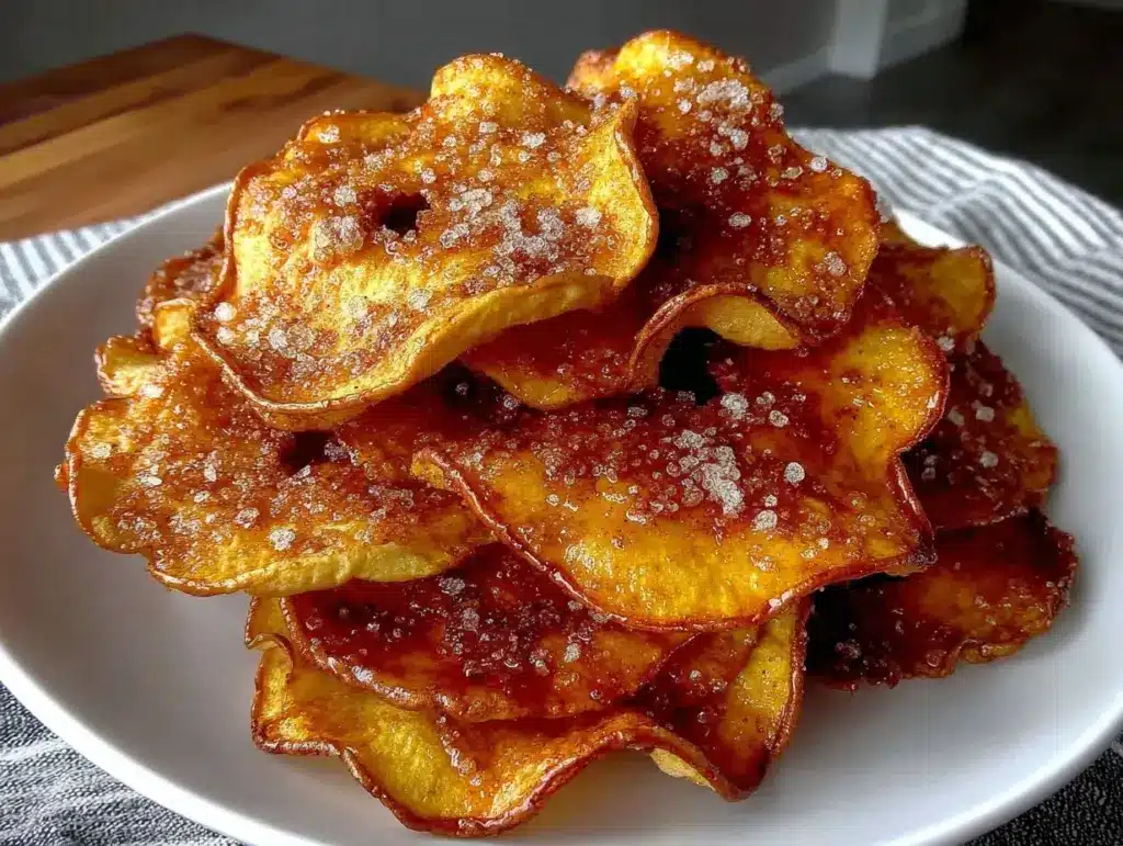 crispy cinnamon sugar apple chips air fryer - featured image