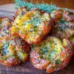 crispy garlic herb smashed potatoes - featured image