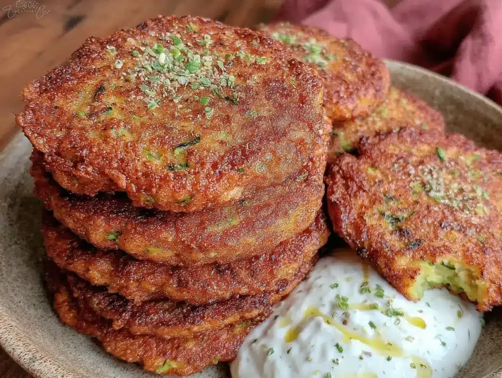 crispy shredded zucchini fritters - featured image