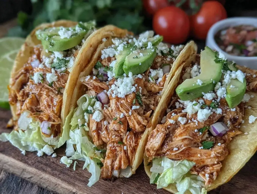 crockpot salsa chicken tacos - featured image
