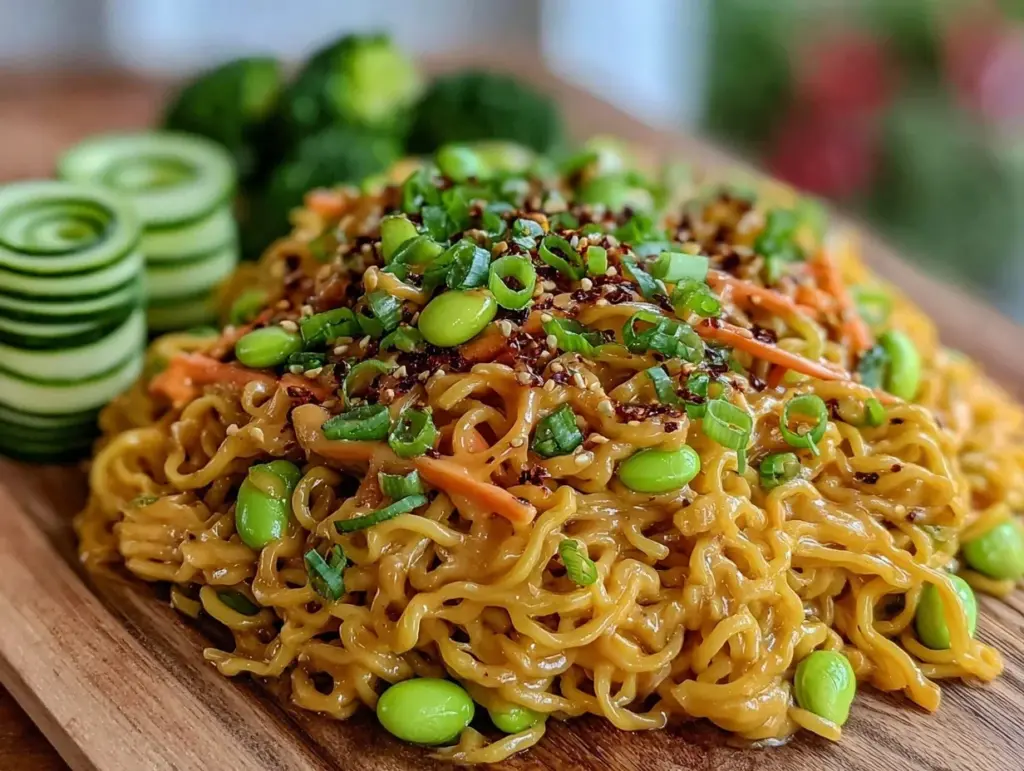 easy asian peanut noodle salad - featured image
