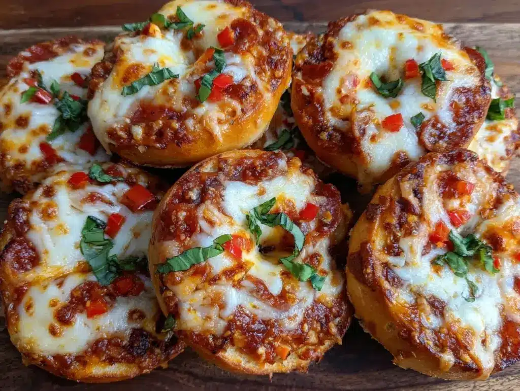 easy cheesy mini pizza bagels - featured image
