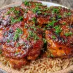 easy crockpot honey garlic chicken thighs - featured image