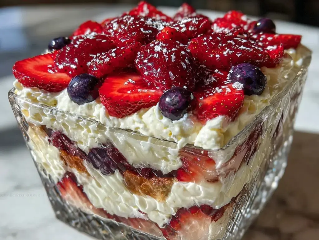 Elegant Strawberry Cheesecake Flag Trifle - featured image