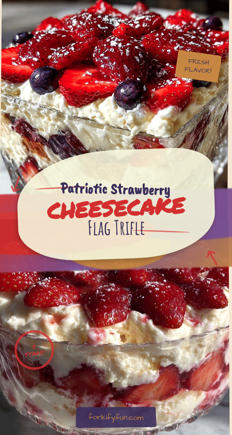 Elegant Strawberry Cheesecake Flag Trifle recipe