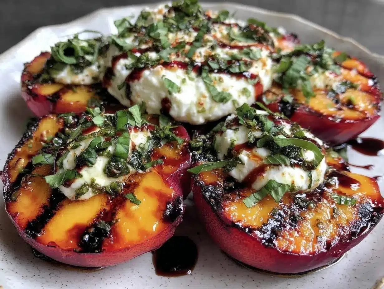 fresh grilled peach caprese salad preparation steps