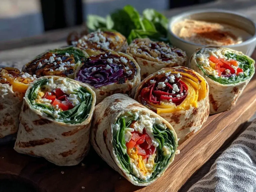 fresh rainbow pinwheel wraps - featured image