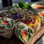 fresh rainbow pinwheel wraps - featured image