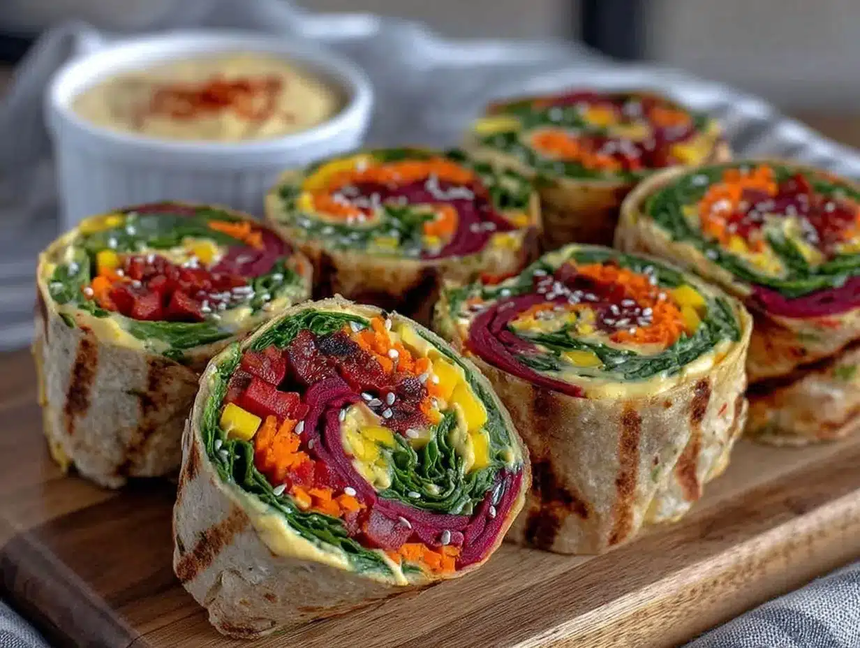 fresh rainbow pinwheel wraps preparation steps
