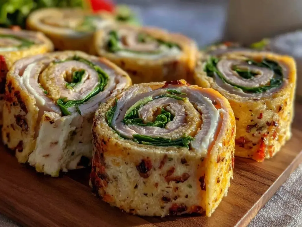 fresh turkey and cream cheese pinwheel rolls - featured image