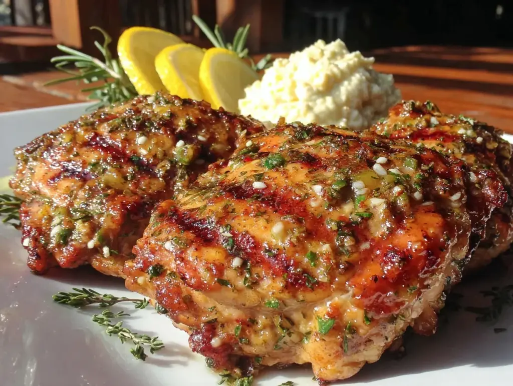 grilled lemon herb chicken thighs - featured image