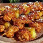 grilled pineapple teriyaki chicken skewers - featured image