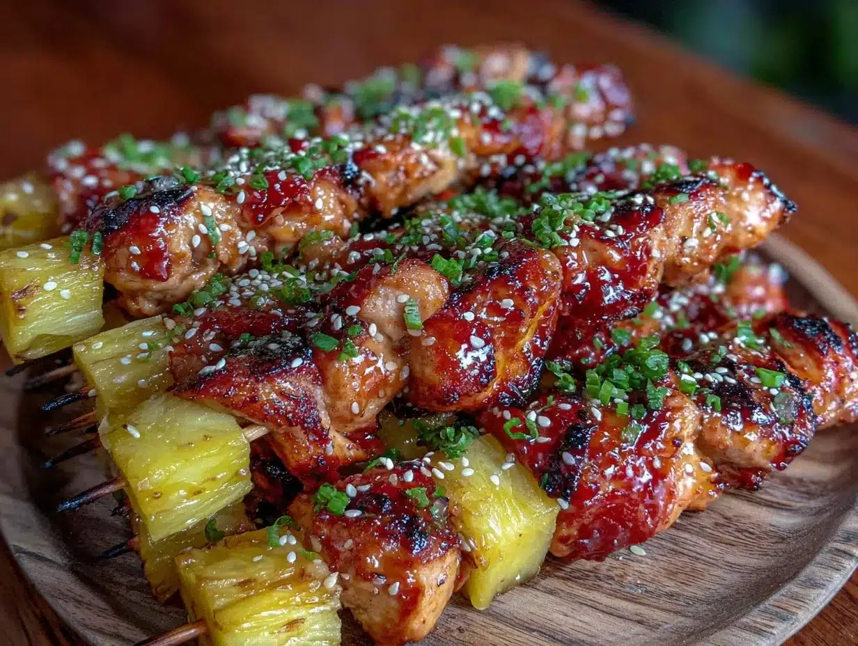 grilled pineapple teriyaki chicken skewers preparation steps
