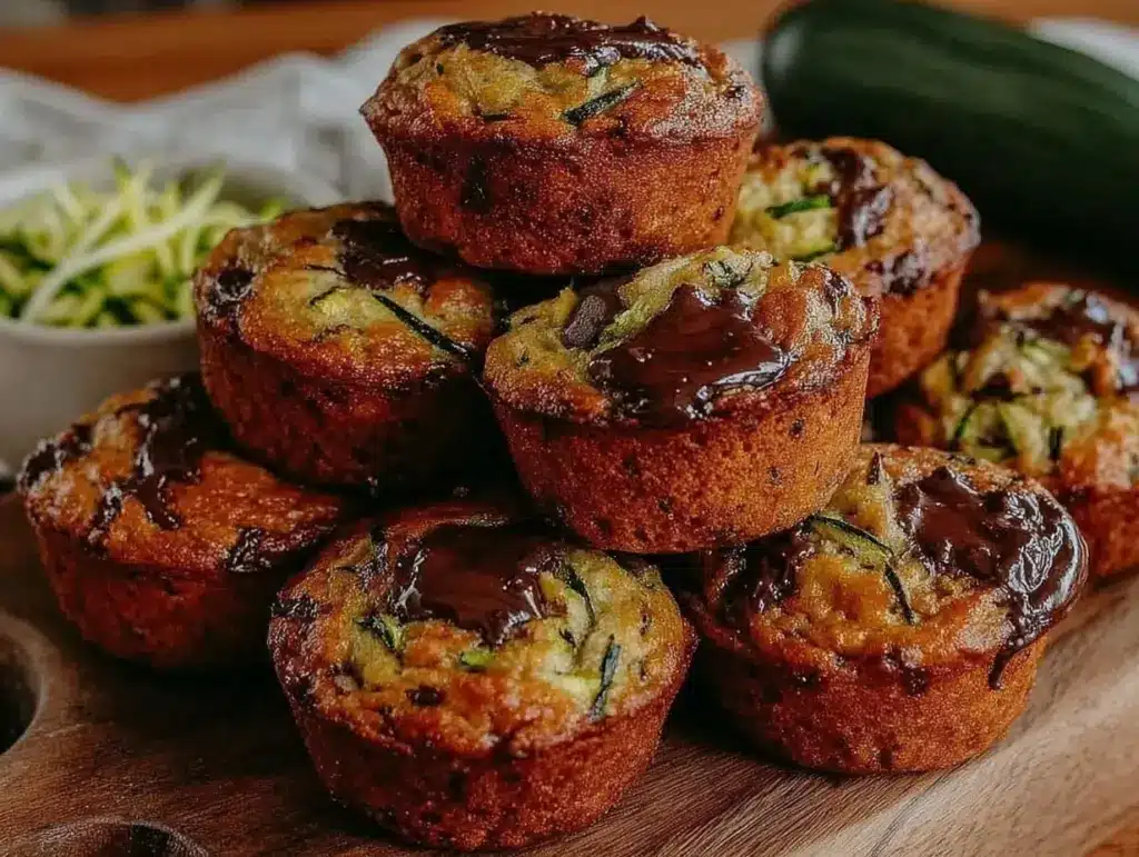 moist mini chocolate chip zucchini muffins - featured image