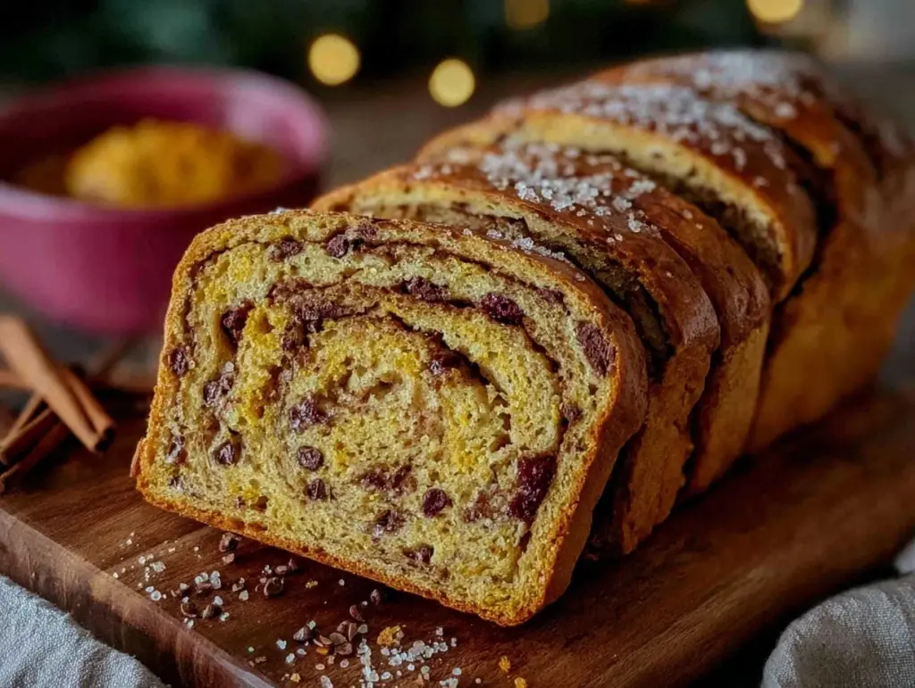 moist pumpkin chocolate chip sourdough bread - featured image