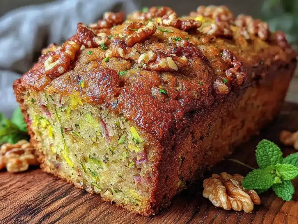 moist zucchini banana bread with walnuts - featured image