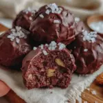 no bake dark chocolate almond protein balls - featured image