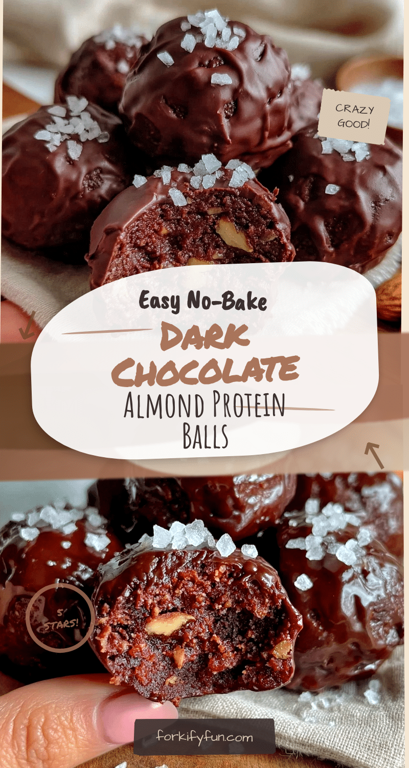 no bake dark chocolate almond protein balls recipe