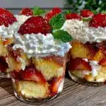 no bake strawberry shortcake trifle cups - featured image