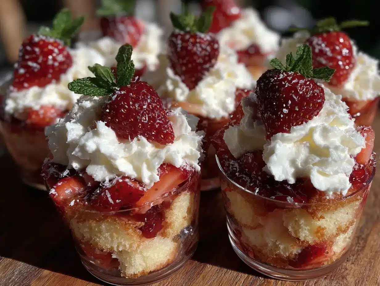 no bake strawberry shortcake trifle cups preparation steps