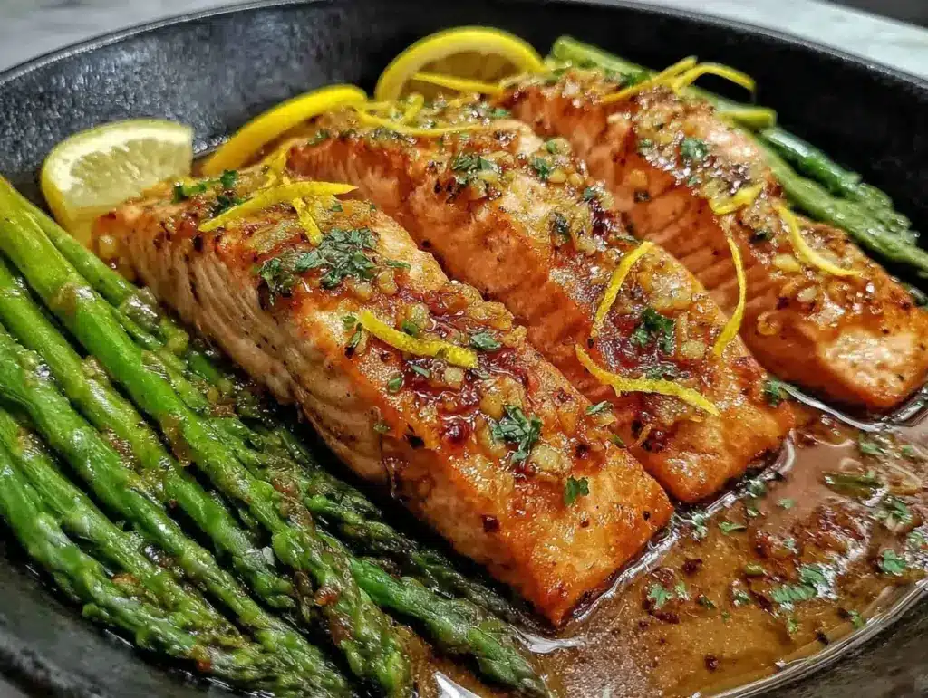one-pan lemon garlic butter salmon - featured image