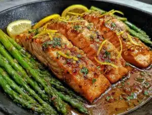 one-pan lemon garlic butter salmon - featured image