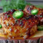 peach jalapeño chicken thighs - featured image