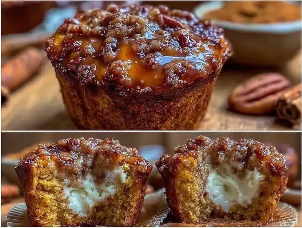 pumpkin cream cheese swirl muffins - featured image