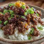 quick honey garlic ground beef and rice - featured image