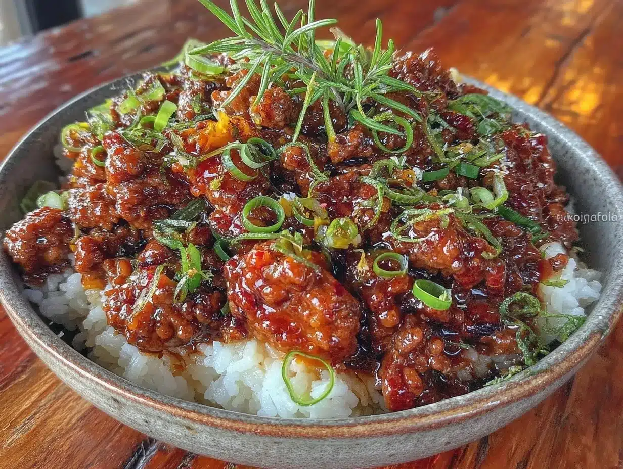 quick honey garlic ground beef and rice preparation steps