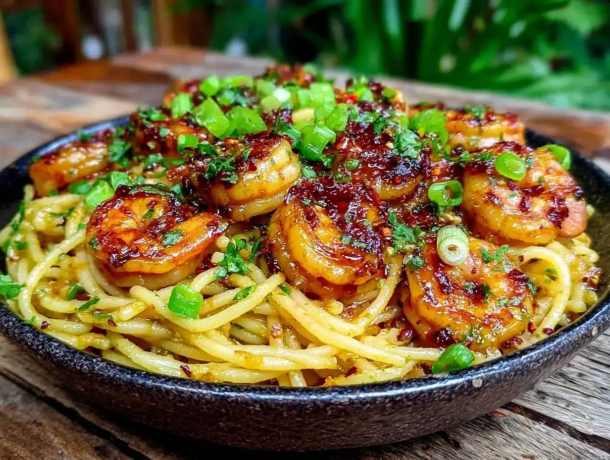 quick spicy garlic shrimp pasta preparation steps