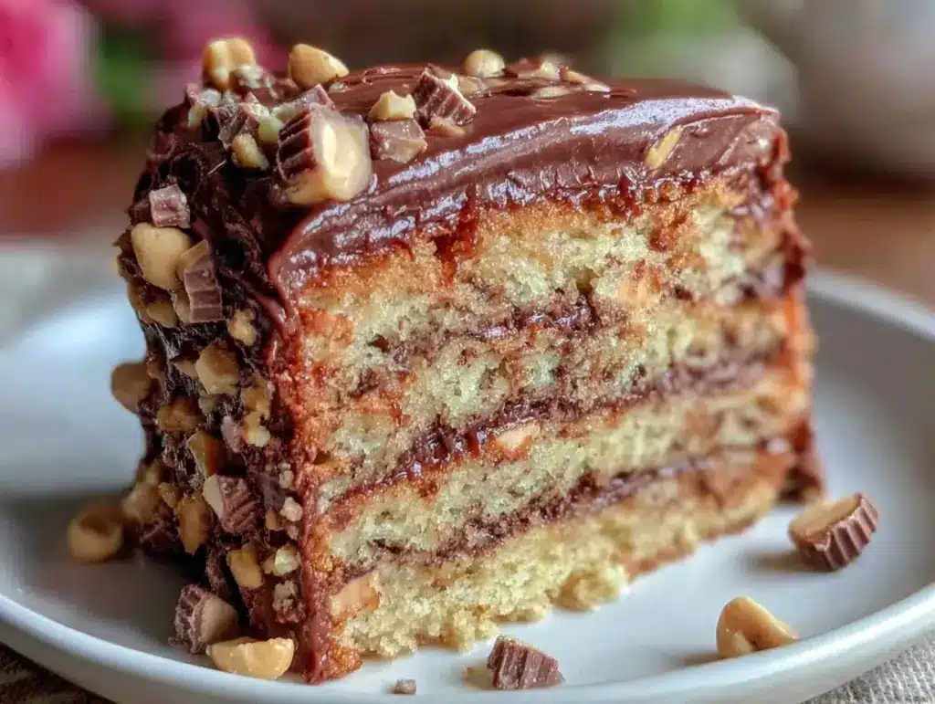 Reeses Peanut Butter Cup Layer Cake - featured image