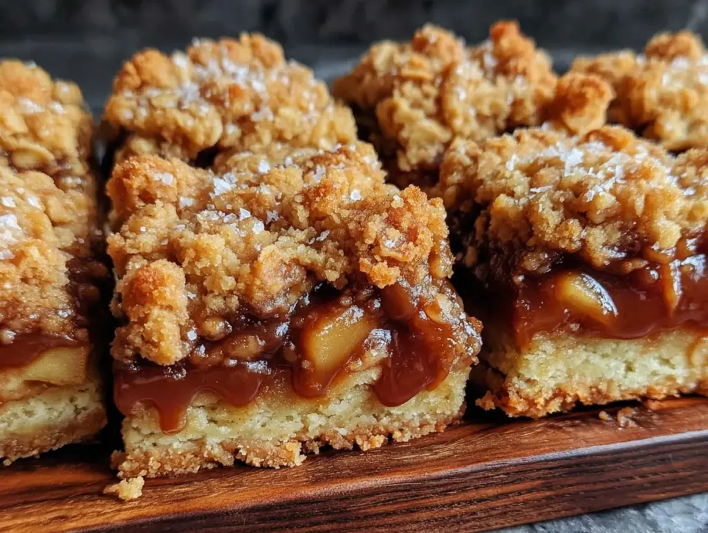 salted caramel apple crumble bars - featured image