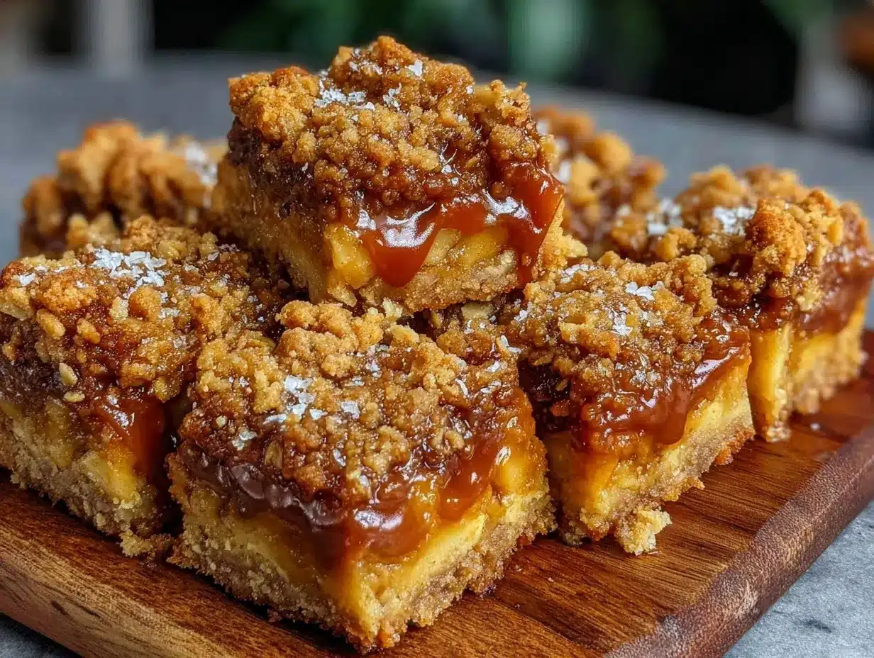 salted caramel apple crumble bars preparation steps