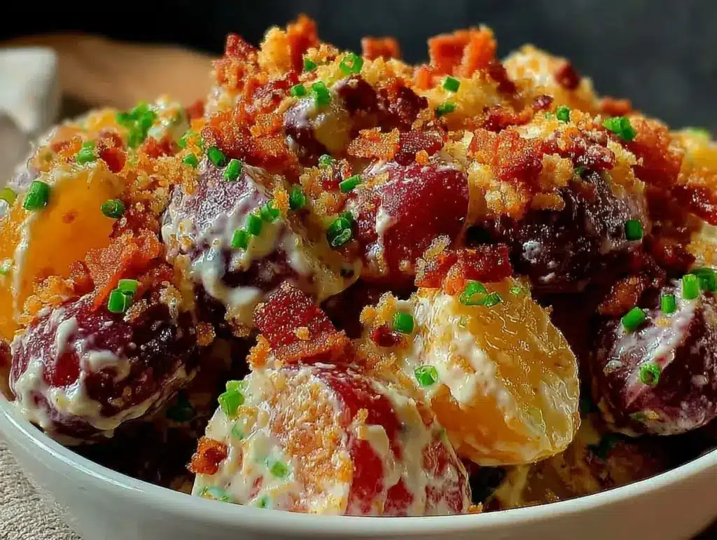 savory smoky red white and blue potato salad - featured image