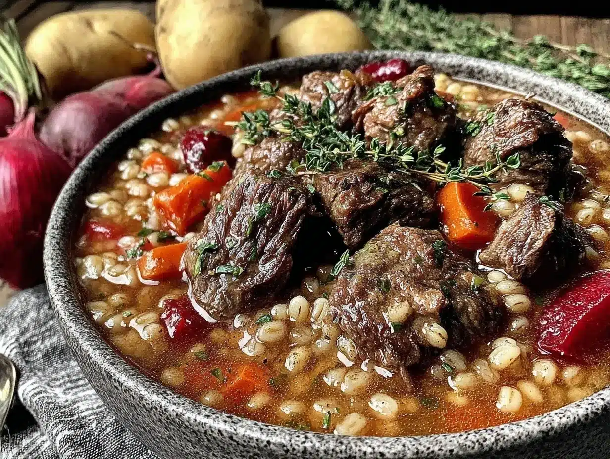 slow cooker beef and barley stew preparation steps