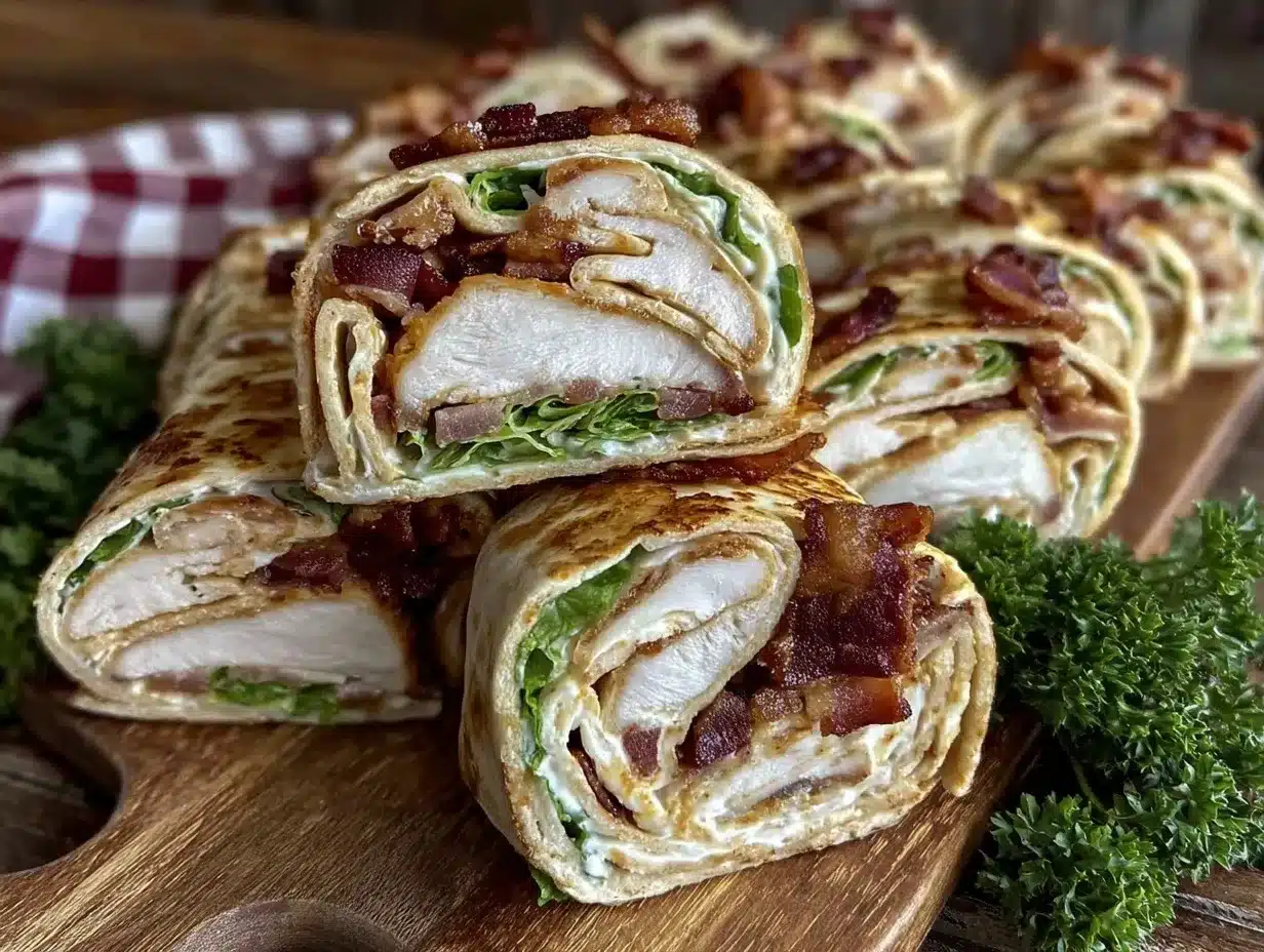 turkey club pinwheel wraps preparation steps