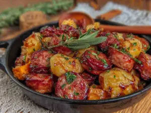 30-minute fall sausage apple skillet - featured image