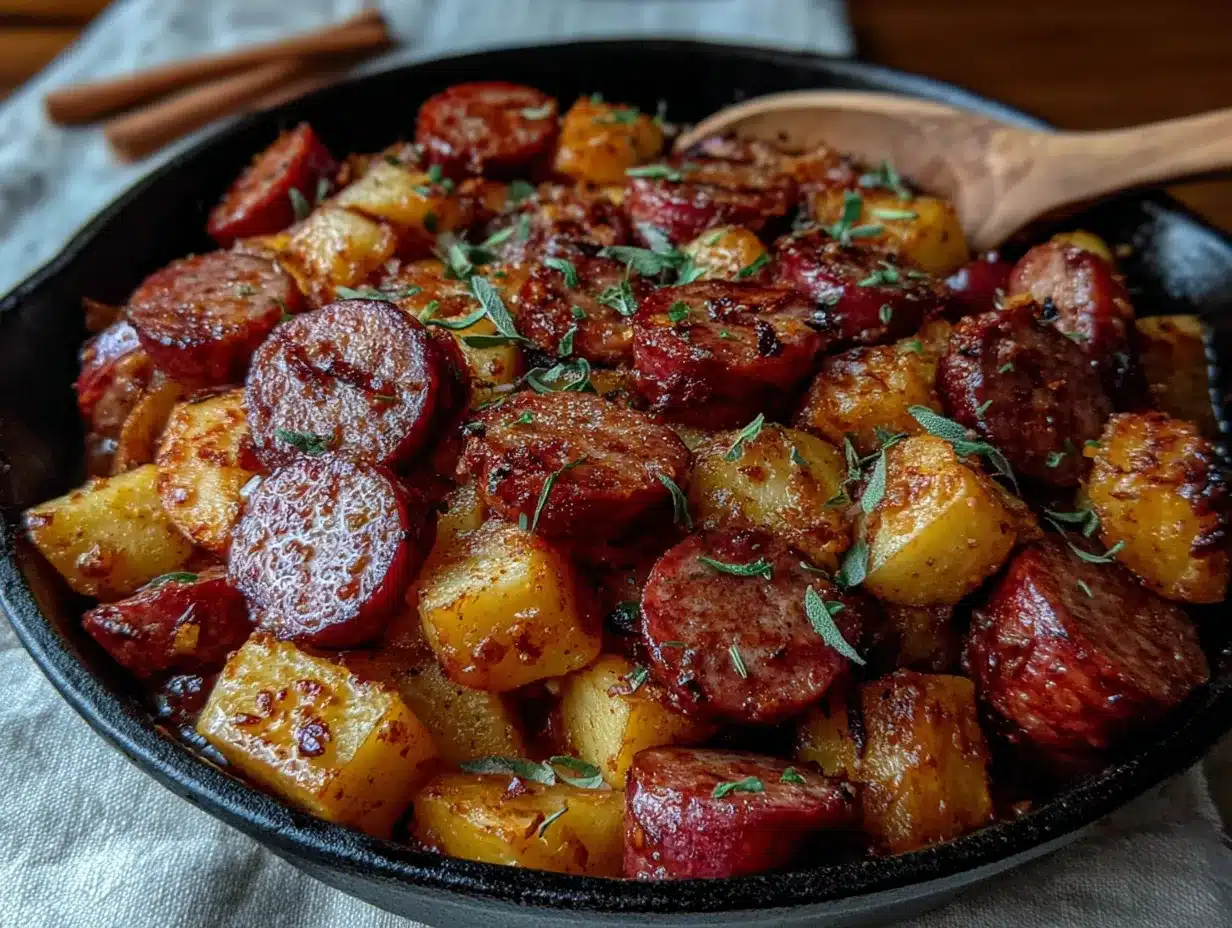 30-minute fall sausage apple skillet preparation steps