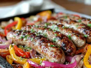Bavarian bratwurst sheet pan dinner - featured image