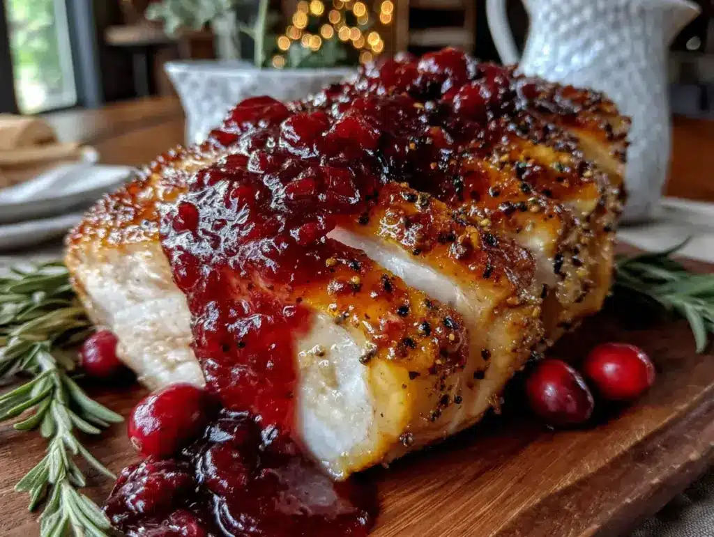 best slow cooker turkey breast with cranberry gravy - featured image