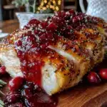 best slow cooker turkey breast with cranberry gravy - featured image
